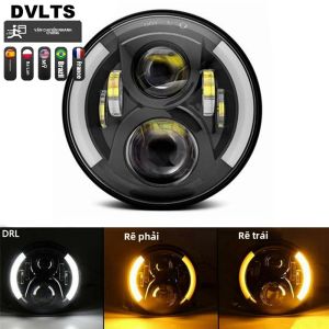 7 Inch Đèn LED Tròn Ô Tô Xe Máy Đèn Pha 40W 60W Hi/Chùm Thấp Trắng/Ambler DRL Hào Quang Nhẫn Góc Mắt Cho Wrangler Suzuki VAZ 2101