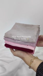 Tudung Bawal Tabur Delia (Batu Warna) Original Crystal Color Bawal House
