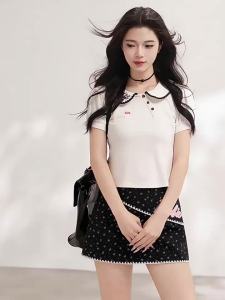 KEIKO | Cute Style White Collar Puff Sleeve T-Shirt Short Y2K Cartoon