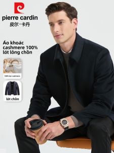 Pierre Cardin | Áo Khoác Nam Mùa Đông 100% Cashmere Dày Có Lót Lông Chồn