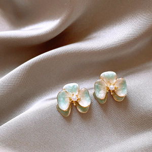 Ji Jingyi Flower Pearl Earrings Womens Elegant Unique Beautiful Summer Ear Jewelry Fresh out Fashion Korean Style Alloy Plated Silver Gold