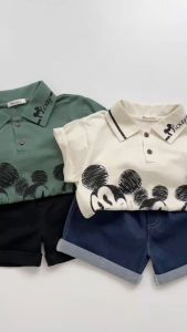 BE251 Bộ áo thun polo quần đùi BEBUKIDS quần áo cho bé trai đi chơi đi học phong cách Hàn