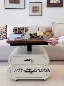 YINANWANG | Retro Cream Color Foldable Elevating Movable Coffee Table