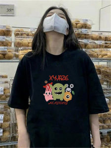 Pure Cotton Short Sleeve T-Shirt Womens Loose Summer Beautiful Large Size Top Fashionable Youthful round Neck Letter Print