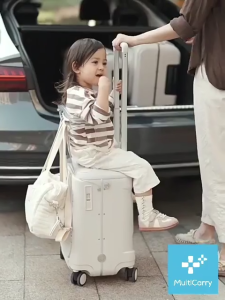 MULTICARRY【Ready Stock】childrens Luggage 18-20-24 inch Large capacity Suitcase Built-in seat and reclining Locking device Silent tire Kids Luggage