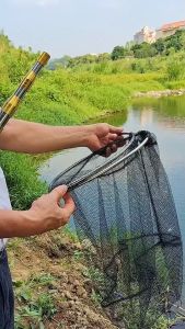 Serokan ikan Lipat Jaring Bulat dan Segitiga Telescopic Net Besi tahan karat 4m 5m 6m