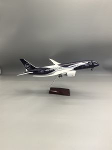 NEW 43CM lufthansa plane model B787 miniature airplane 100 Years Collectible Scale Aircraft Resin With Wheels VoiceControl Light