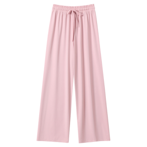 MiiOW | กางเกงขายาวทรงหลวมเอวสูงผ้าไหมน้ำแข็งสำหรับผู้หญิงในช่วงฤดูร้อน กางเกงขายาวทรงตรงสีดำ กางเกงกีฬาลำลอง ทรงหลวม สไตล์ลำลอง