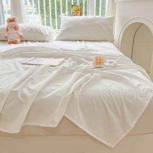LINGYUN | Pure White Summer Bed Sheet Cotton Linen Thick Custom Dustproof