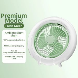 Portable USB Oscillating Small Fan for Student Dormitory Bedside Camping Outdoor Hanging Electric Fan Mosquito Net Fan Kitchen Wall Hanging
