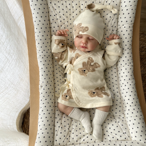 Pure Cotton Kimono Style Infant Romper for Boys And Girls Spring Autumn Season Long Sleeve Button up Baby Bodysuit Korean Style