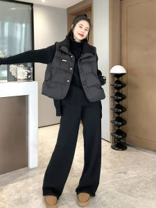 Black down Cotton Vest Womens Short Style Winter New Arrival Stand Collar All-Match Bread Coat Vest Outerwear