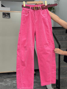 High Waist Corduroy Wide Leg Pants Womens Extended Length Floor Length Casual Pants Vintage Hong Kong Style plus Size