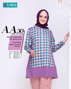 Atasan Alnita Aa 30 Kaos Adem Motif Kotak Kotak 030
