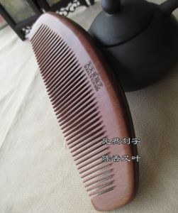 Authentic Mahogany Comb Natural Whole Wood Solid Wood and Thickened Large Dense Gear Straight Comb Wide Tooth Health Care Anti-Static Lettering