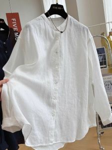 SUOSHE | Oversized 300kg-friendly Minimalist White Linen Long Sleeve Summer Shirts