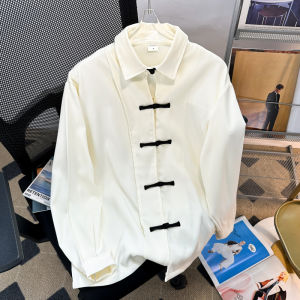 Heavy Weight British Style Chinese Knot Button Shirt Boys Spring & Fall Handsome Fancy Modified Mid-Length Shirt Zhongshan Suit Outwear