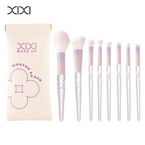 XIXI New Glazed 8Pcs Makeup Brush Set | Soft Fluffy Eyeshadow Blending Brushes | Portable Travel Kit for Girls & Beginners
