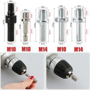 Drill Adapter M10 M14 Chuck Triangle Round Hexagon Conversion Connecting Rod for Grinder Polishing Discs Power Electric Tools