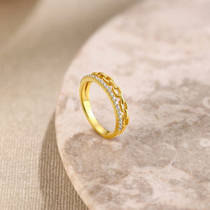 ZHOU LIU FU 周六福 S925 แหวนเงินสเตอร์ลิง Cubic Zirconia Rings Geometric Stackable Jewelry Hypoallergenic Minimalist Statement Ring for Women J0213995 12/14/16