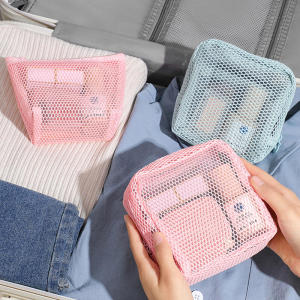 Small  Key Bags Transparent Cosmetic Bag Square Mesh Storage Pouch Mini Zipper Coin Purse Large Capacity Makeup Bag