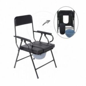 【Fast Delivery】 GERMANY Aluminium Alloy Seat Sit Bath Shower Mobile Toilet Commode Chair + Back Rest + Urine Tray Tandas Kerusi Chair Foldable Toilet Commode Chair Medical Collapsible Toilet Chair potty ChairToilet