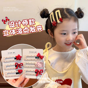 ฤดูใบไม้ร่วง ฤดูหนาว เด็ก กิ๊บติดผม Polka Dot Butterfly Knot Fringe Bb คลิปไม่มีความเสียหายคลิปหน้าผากอุปกรณ์เสริมผมสําหรับหญิง