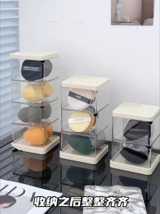 Transparent Multi-Layer Puff Storage Box Rotatable Design Desktop Storage Box Data Cable Storage Box Dustproof Makeup Air Cushion Beauty Egg Storage Rack for Home and Office