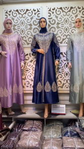 ABAYA SATIN KRISTAL ALMIRA CETAR BORDIR / GAMIS VIRAL SUPER PREMIUM / ABAYA BUSUI