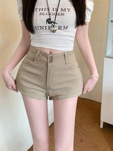 Khaki American Style Super Short Shorts Womens Small Size Summer Denim High Waist Slimming Hot Pants Hip Enhancing Body Covering