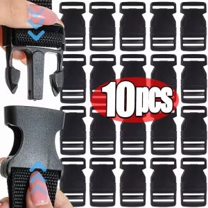 10ชิ้นสีดำปล่อยหัวเข็มขัดสายรัดหัวเข็มขัดพลาสติกตะขอคลิปหนีบเข็มขัดกระเป๋าเป้สะพายหลังปรับด้านข้างตกแต่งกระดุมงานฝีมือ