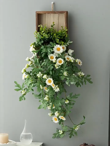【Zhaozhao】COD ดอกไม้ปลอม ดอกเดซี่จำลอง ดอกเดซี่แขวนผนัง ลมเดซี่ขนาดเล็กผนังจำลองดอกไม้หวาย INS สไตล์ ของตกแต่งบ้าน ตกแต่งสวน