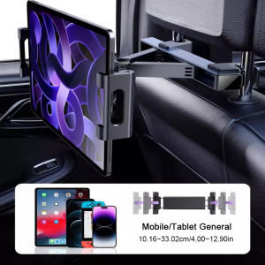 SEAMETAL Retractable Car Phone Holder Clamp Headrest Folding Long Arm Tablet Stand 360° Rotation Adjustable CP Mount