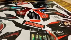 Stiker Decal Supermoto CRF 150L Motif Racing Hitam Lis Merah
