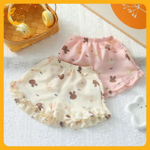 Kisss Baby Girls Shorts กางเกงขาสั้นเด็กหญิง กางเกงขาสั้น ลูกไม้สไตล์บาง  เด็กผู้หญิงเอวสม็อคขาแต่งระบายลายน่ารัก ลายดอกไม้แบบบาง  ทรงหลวมระบายอากาศ ผ้านิ่ม ใส่สบาย 80-120CM