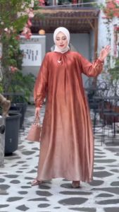 Fauzia Dress by Mdly: Baju Gamis Wanita Muslimah Gradasi Warna