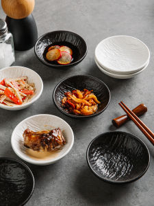 Ceramic Dipping Sauce Dish Sushi Seasoning Plate BBQ Flavor Soup Bowl Home Use Commercial round Shape Matte Finish Pure Color