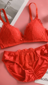 Red Bra and Panty Set ABC Cup Push Up Wireless Lingerie Set Lucky Red Underwear for Board Exam & Wedding Bridal Party