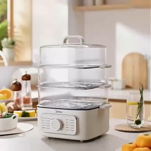Midea Large-Capacity Electric Steamer 14.7L Visualized Electric Steamer Household Cooking Stew Smart Electric Steamer Four-Layer Split Gift