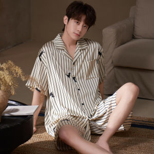 LEZIMENG | Cooling Icy Silk Summer Shortsleeve Sleepwear Set