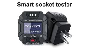 NJTY | Máy Kiểm Tra Ổ Cắm Thông Minh NJTY T003 Màn Hình LCD Phát Hiện Lỗi Dây Điện Kiểm Tra Điện Áp & Kiểm Tra An Toàn RCD (90-250V) Dành Cho Thiết Bị Tìm Cầu Dao Điện