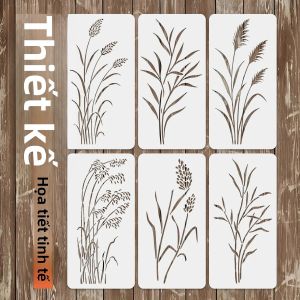 6 Chiếc 15-30 Cm Có Thể Tái Sử Dụng Thú Cưng Stencils DIY Hoa Văn Thiên Nhiên Cho Tường Vải Nội Thất Vải Chất Lượng Cao Bản Mẫu