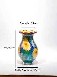 Hand-Painted Enamel Murano Chinese-Style Vase