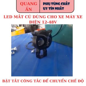 1 bóng Đèn Led Trợ Sáng Xe Máy Xe Điện Kiểu Mắt Cú 12-48V (Demi-RGB) ( Pha-trắng COS- vàng trắng-vàng Auto passing)