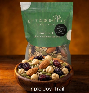 Ketogenius Kitchen Roasted Triple Joy Healthy Trail (Unsalted) 120g - Slow Roasted Healthy Snack Natural