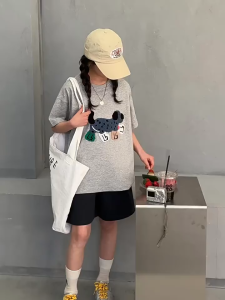 Bộ cộc tay bé gái đồ bộ cho bé gái mùa hè quần áo mùa hè cho bé gái mẫu CÚN size 18-50kg chất liệu cotton thoáng mát