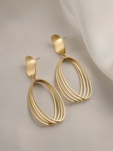 Simple Love ACC Private Designer Exaggerated Curve Matte Gold Fashion Elegant Silver Pin Earrings Female