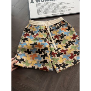 Quần Short Nam Thiết Kế Thêu Graffiti Phong Cách Retro 5-Point Dành Cho Thể Thao và Thường Ngày
