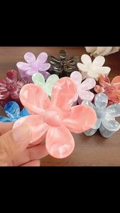 F4 Jepit Rambut Bunga Kamboja 7.3cm Elegant Ladies Marble Pattern Flower Hair Claw Clip HBSA003