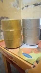 PITA EMAS GLITER GOLD SILVER LEBAR 1/2 INCH 1 INCH PER ROLL